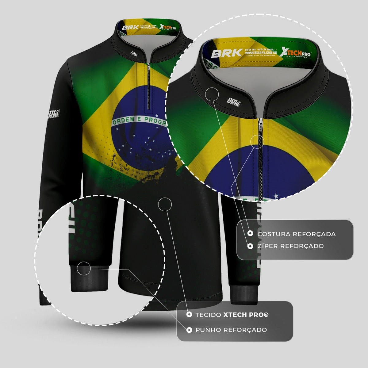 Camisa Infantil Agro Brk Bandeira do Brasil com Proteção Solar UV50+