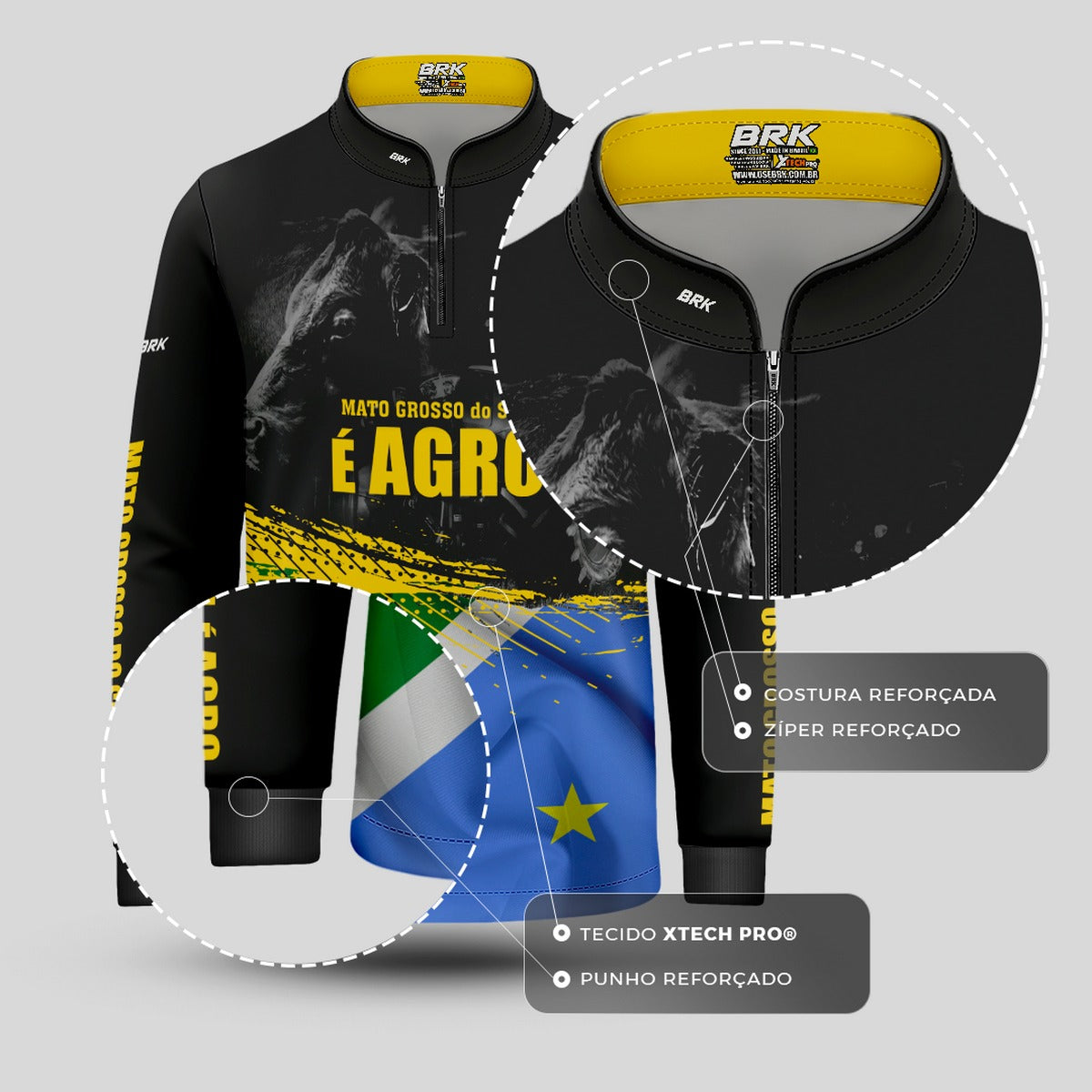 Camisa Brk Agro Infantil Mato Grosso do Sul é Agro com UV50+