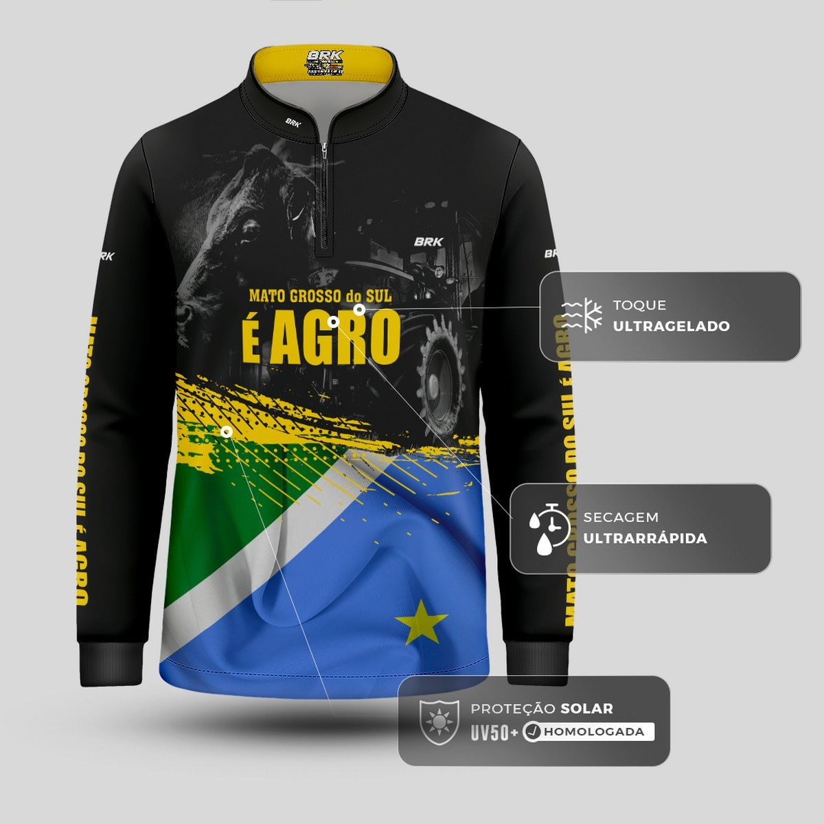 Camisa Brk Agro Infantil Mato Grosso do Sul é Agro com UV50+