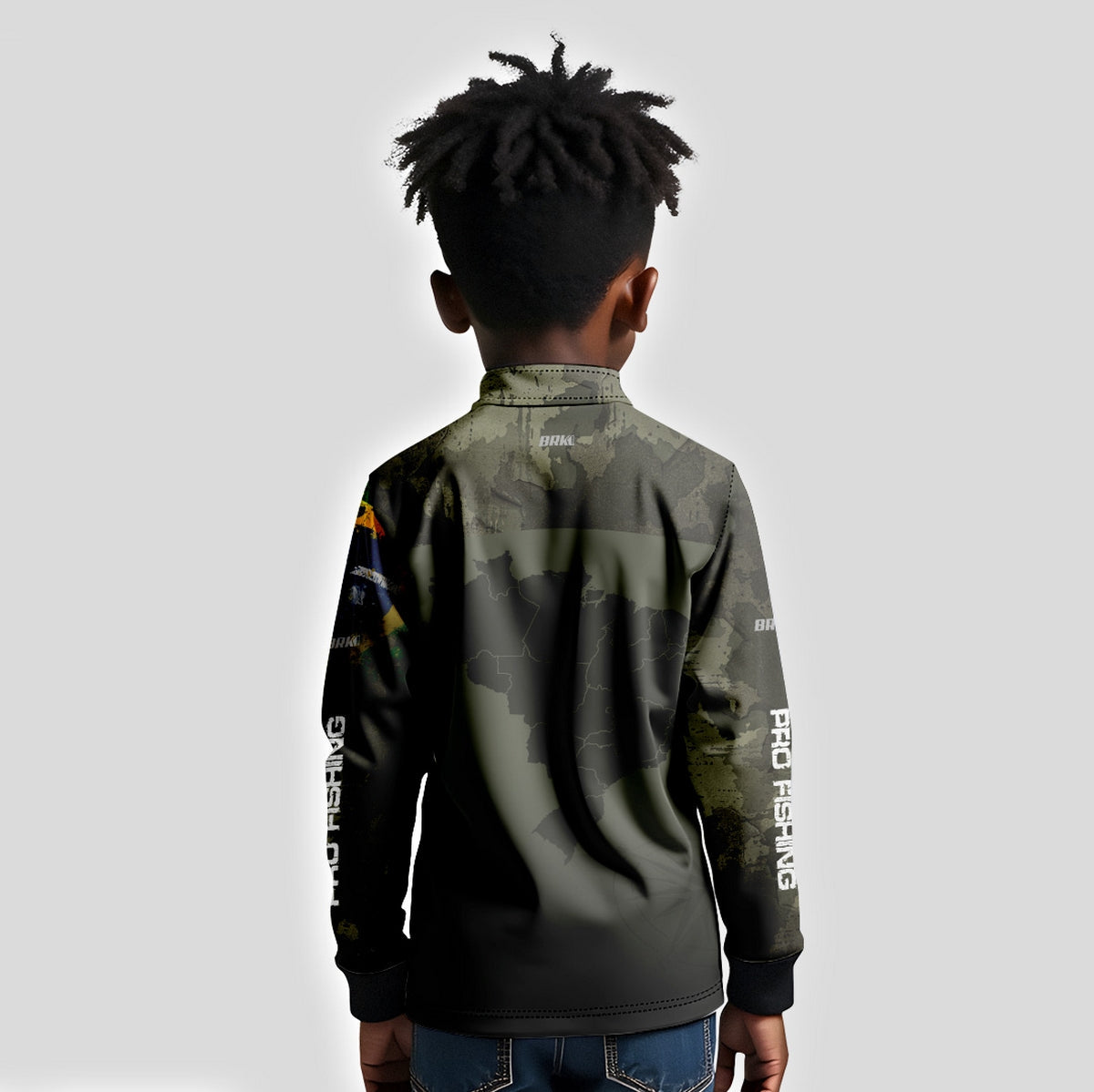 Camisa Infantil Agro Brk Bussola Brasil Camuflada com Proteção Solar UV50+