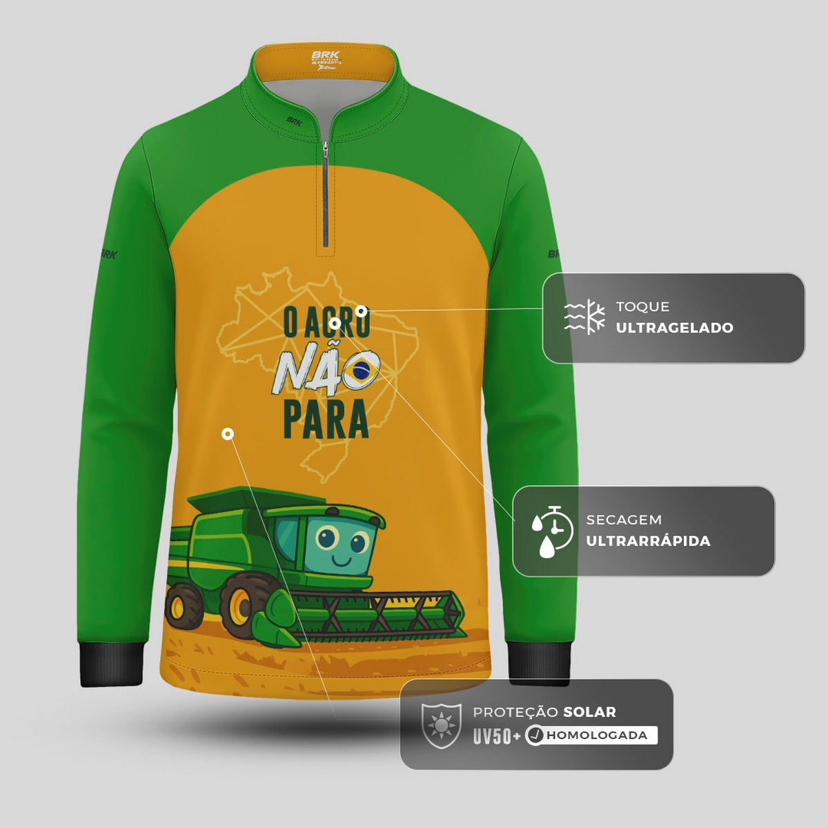Camisa Agro Kids Brk O Agro Não Para com Proteção UV50 + Brinde