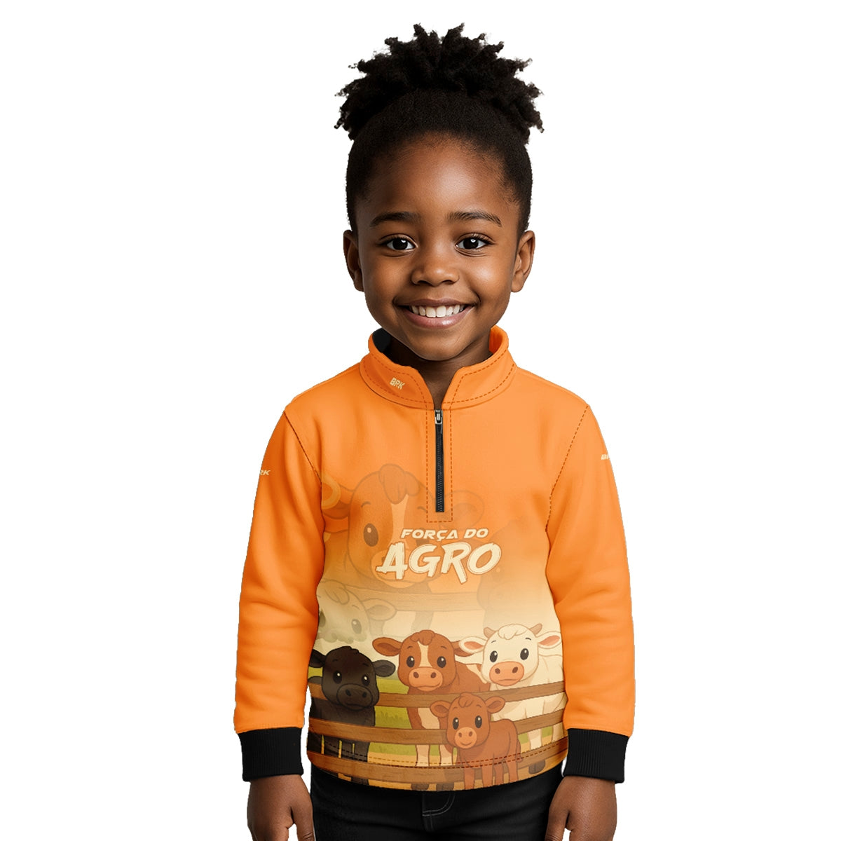 Camisa Agro Kids Brk Laranja Animais do Campo com Proteção UV50 + Brinde