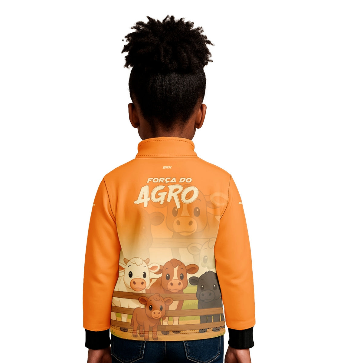 Camisa Agro Kids Brk Laranja Animais do Campo com Proteção UV50 + Brinde