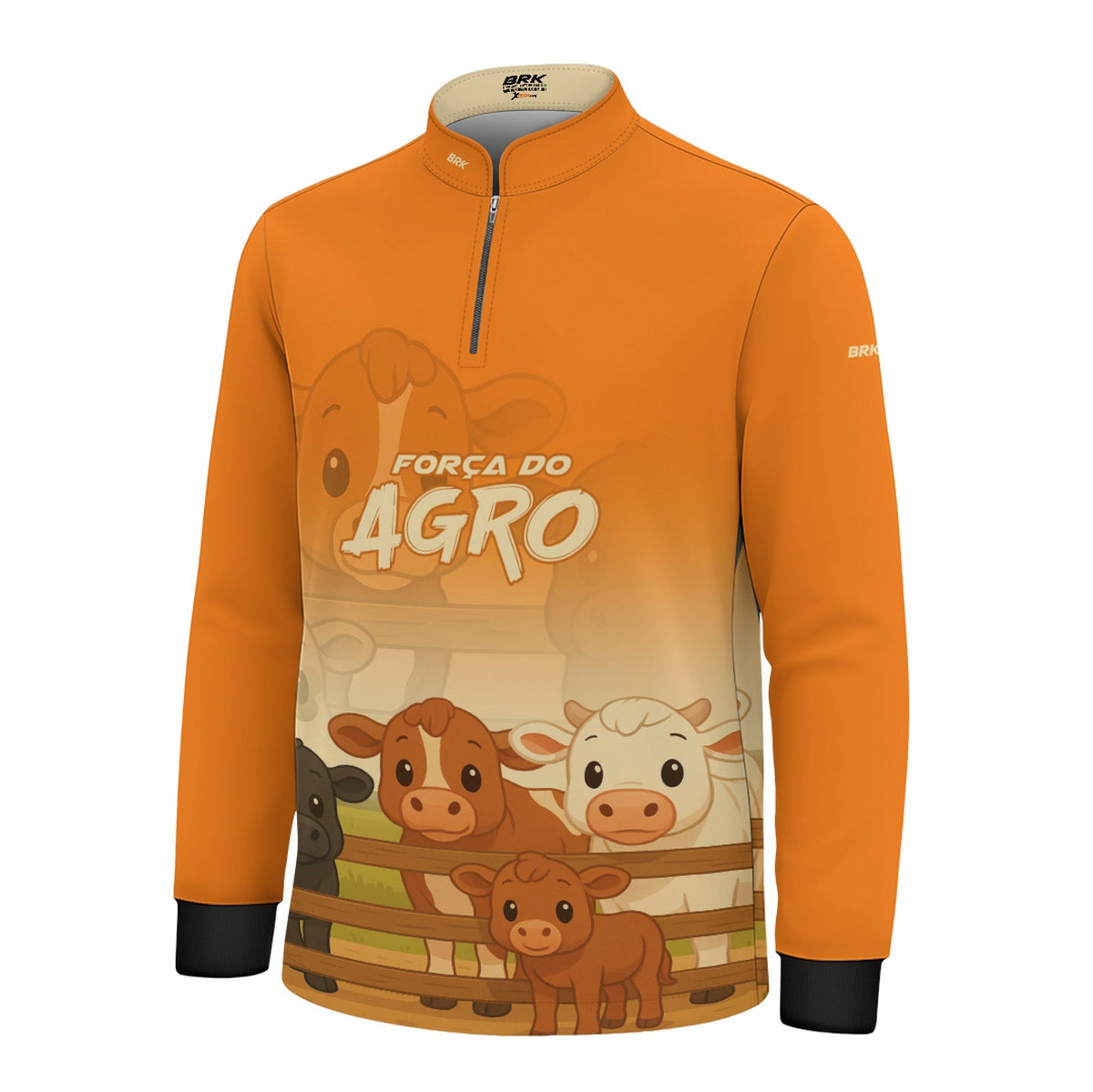 Camisa Agro Kids Brk Laranja Animais do Campo com Proteção UV50 + Brinde
