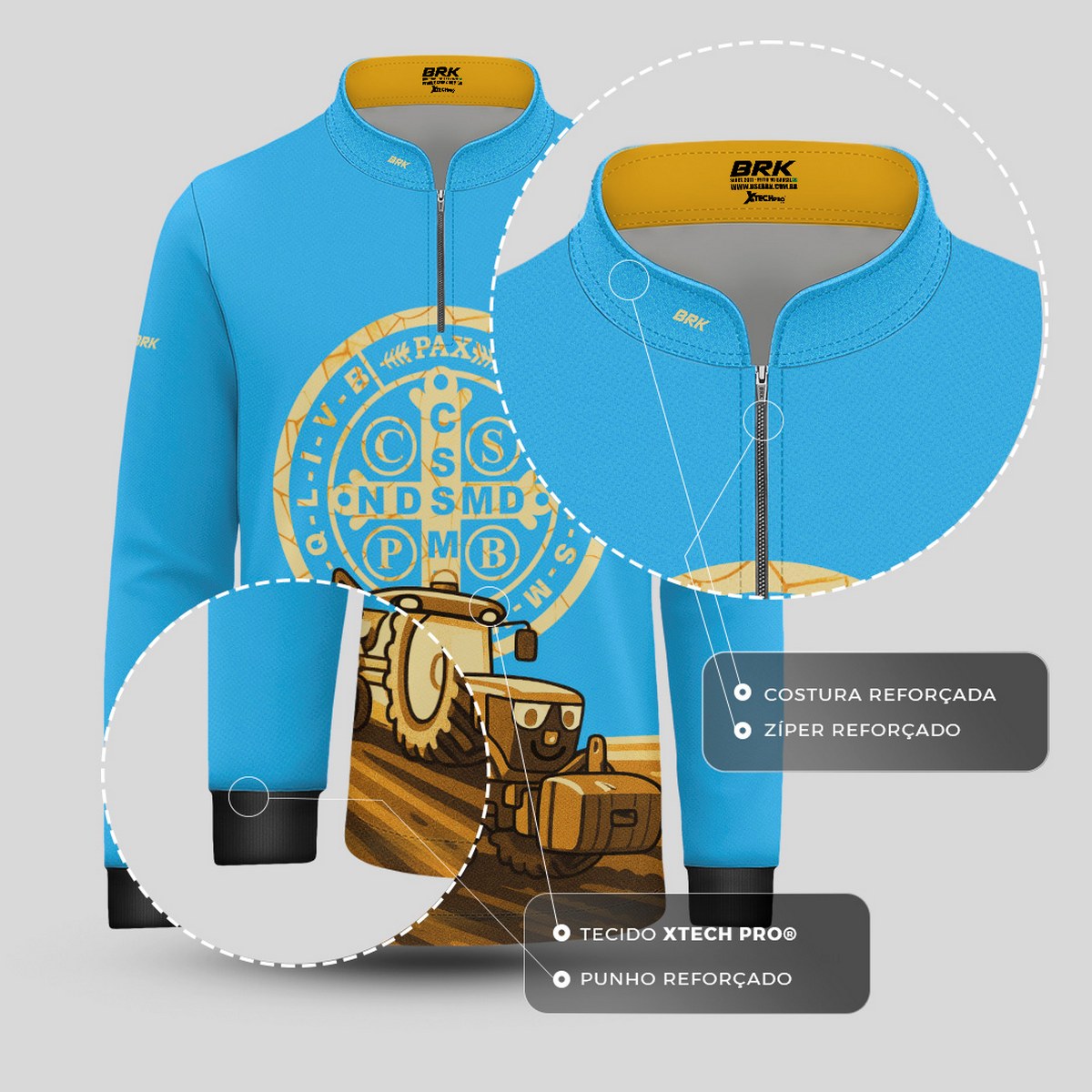 Camisa Agro Kids Brk Medalha de São Bento com Proteção UV50 + Brinde