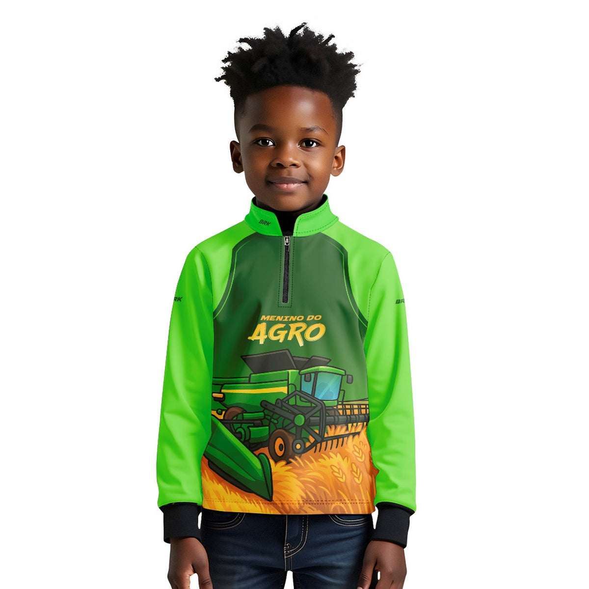 Camisa Agro Kids Brk Verde Menino do Agro com Proteção UV50 + Brinde