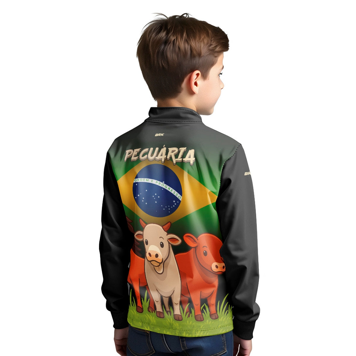 Camisa Agro Kids Brk Bandeira do Brasil Pecuária com Proteção UV50