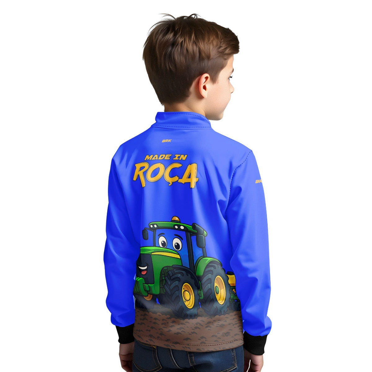 Camisa Agro Kids Brk Azul Made in Roça com Proteção UV50 + Brinde