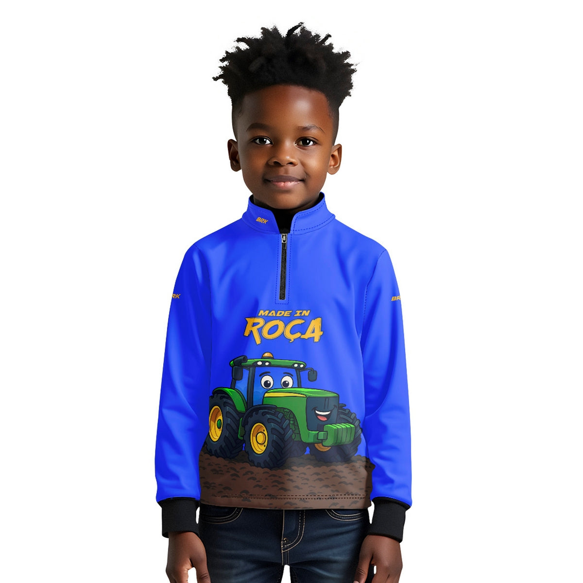 Camisa Agro Kids Brk Azul Made in Roça com Proteção UV50 + Brinde