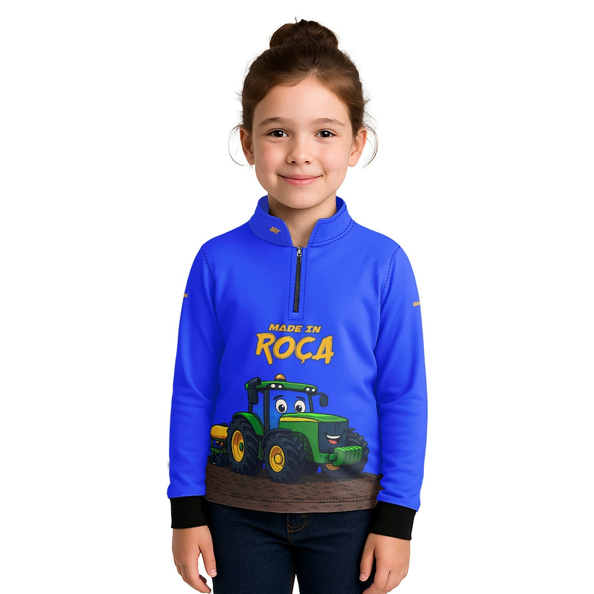 Camisa Agro Kids Brk Azul Made in Roça com Proteção UV50 + Brinde