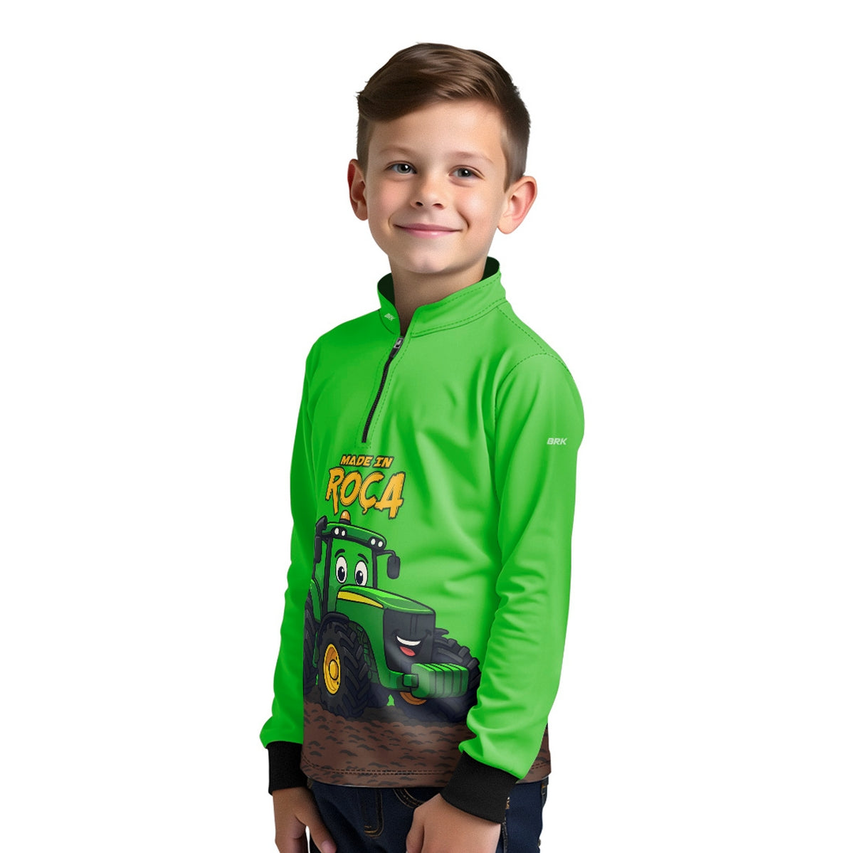 Camisa Agro Kids Brk Verde Made in Roça com Proteção UV50 + Brinde