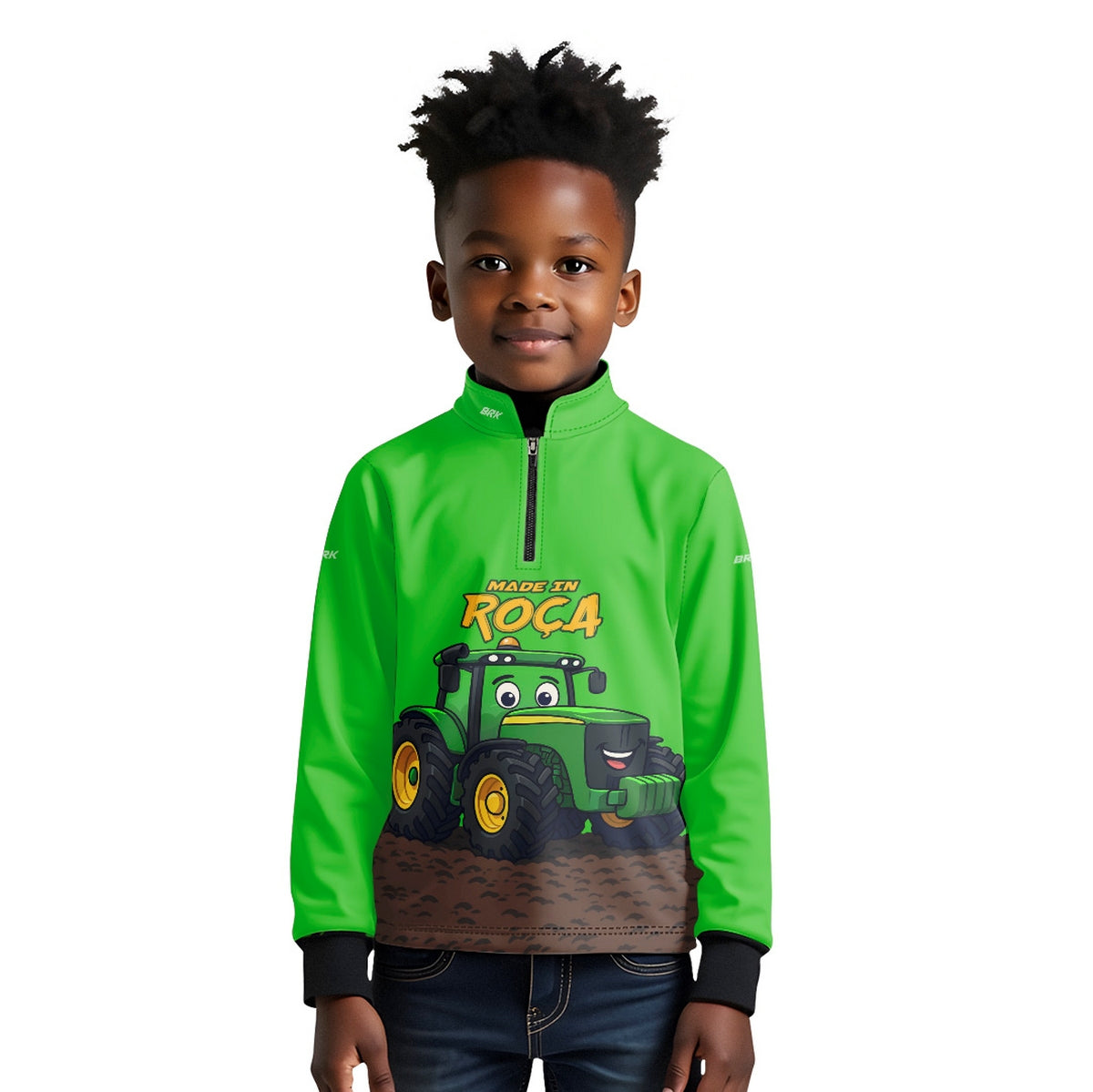Camisa Agro Kids Brk Verde Made in Roça com Proteção UV50 + Brinde