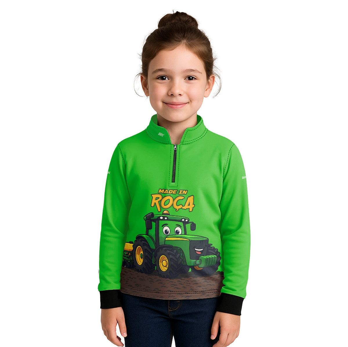 Camisa Agro Kids Brk Verde Made in Roça com Proteção UV50 + Brinde