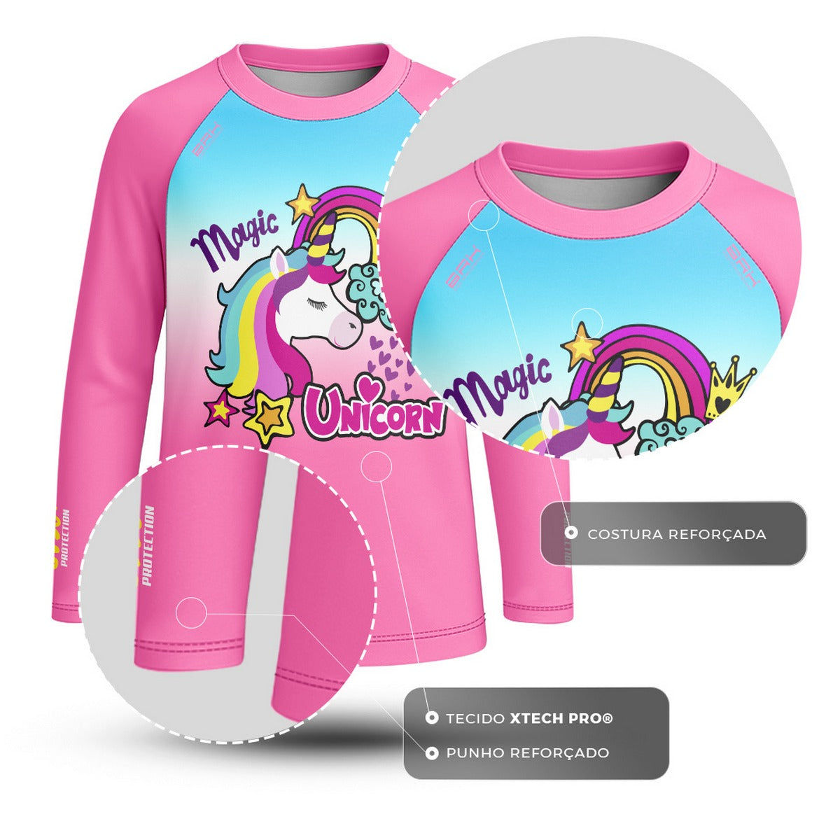 Camisa Agro Kids Brk Unicórnios com Proteção UV50