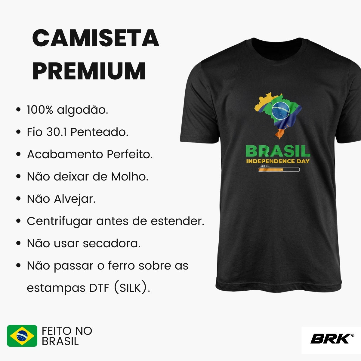 Camiseta Agro Brk Dia da Independência Bandeira Brasil com Algodão Premium