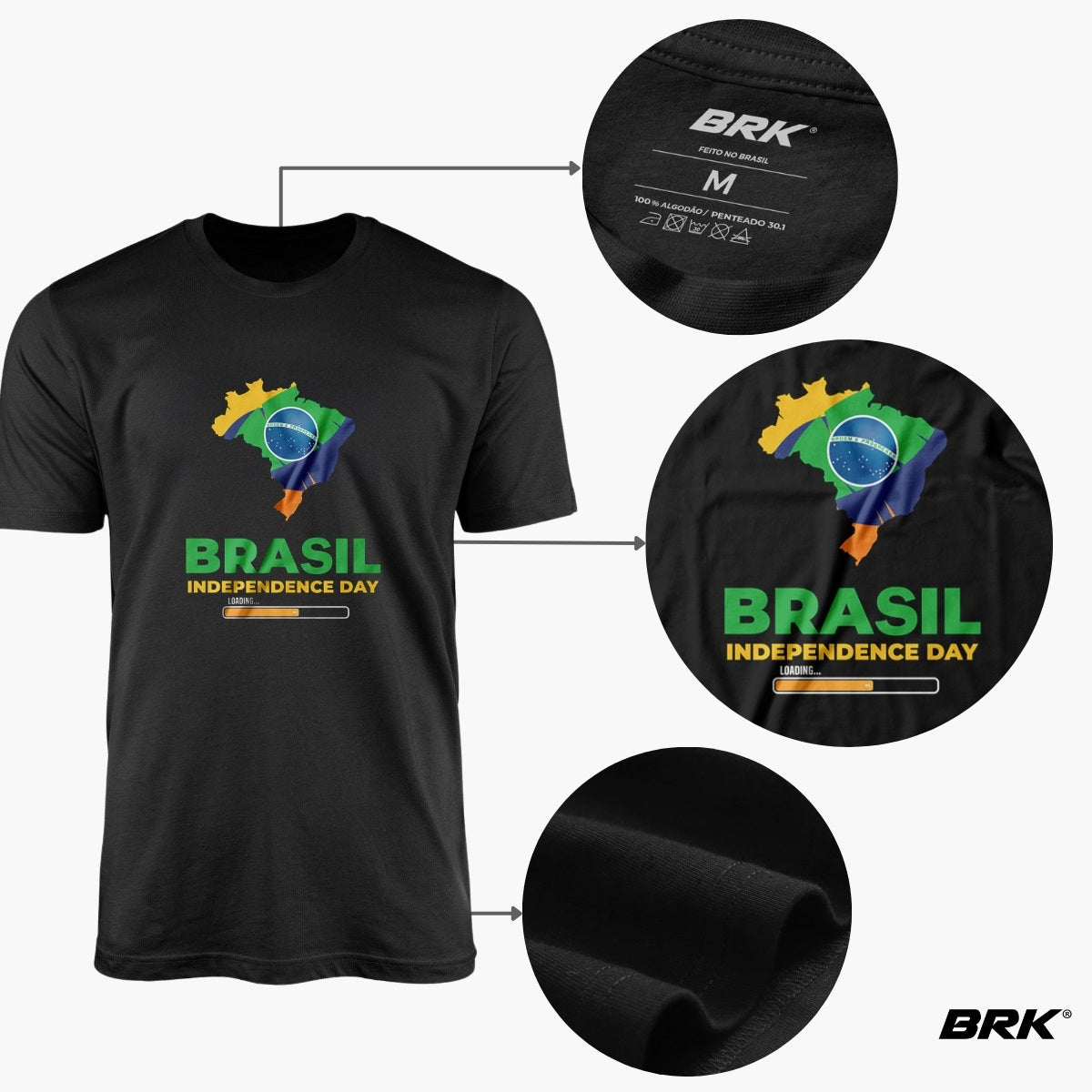 Camiseta Agro Brk Dia da Independência Bandeira Brasil com Algodão Premium