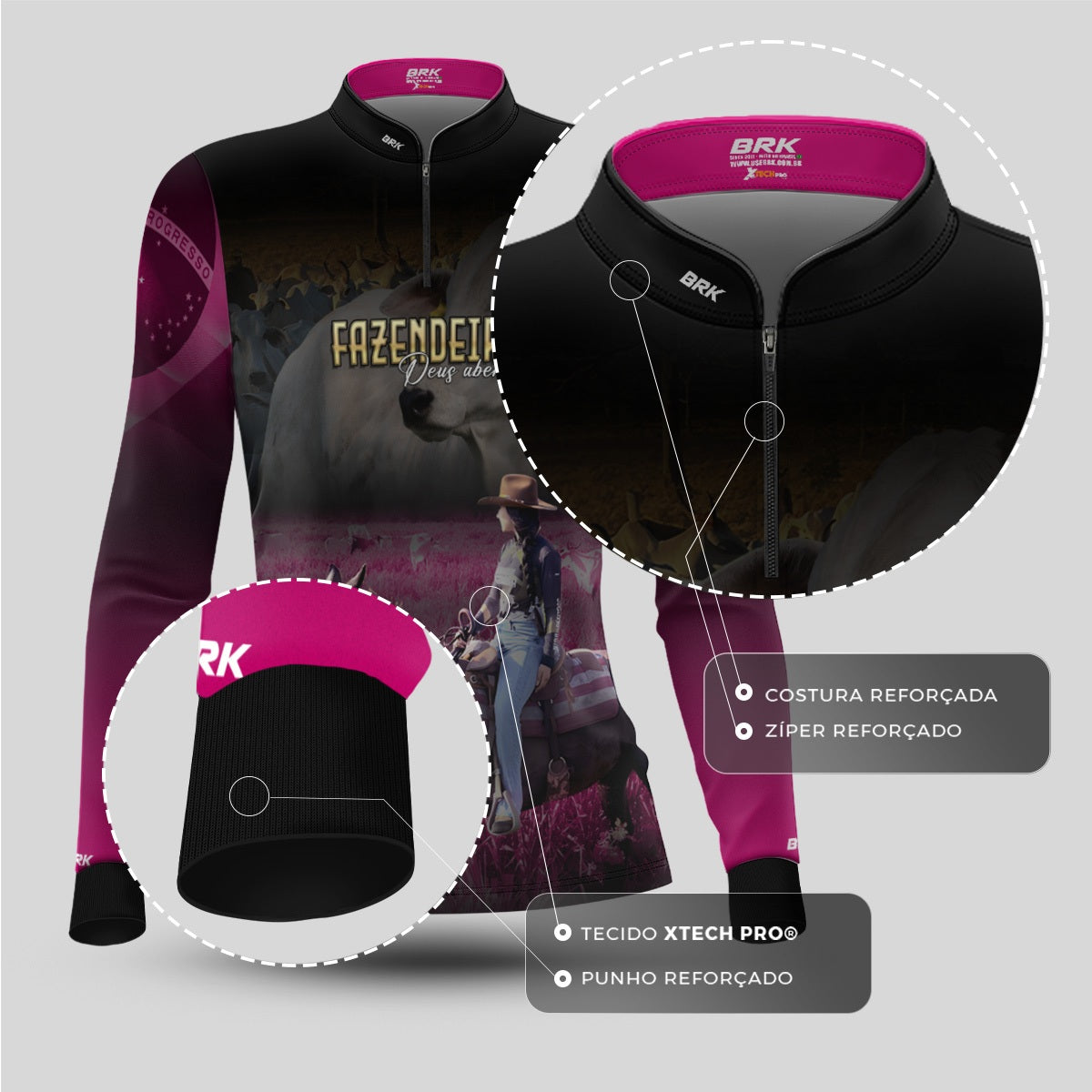 Camisa Agro Feminina Brk Maisa Fazendeira com Proteção Solar UV50+