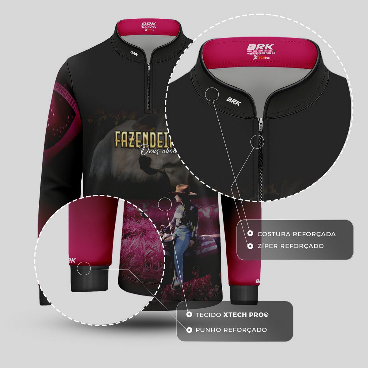 Camisa Agro Infantil Brk Maisa Fazendeira com Proteção Solar UV50+