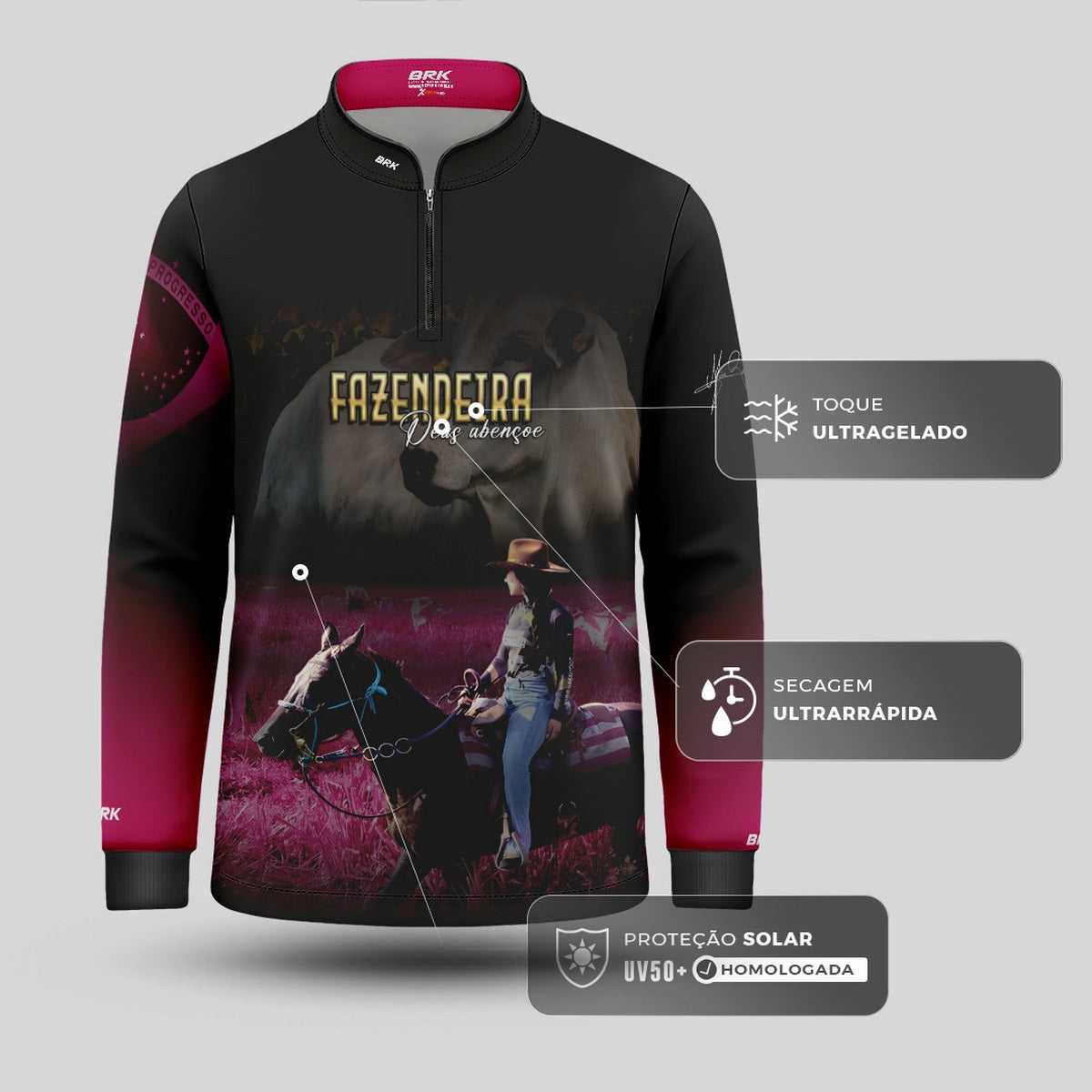 Camisa Agro Infantil Brk Maisa Fazendeira com Proteção Solar UV50+