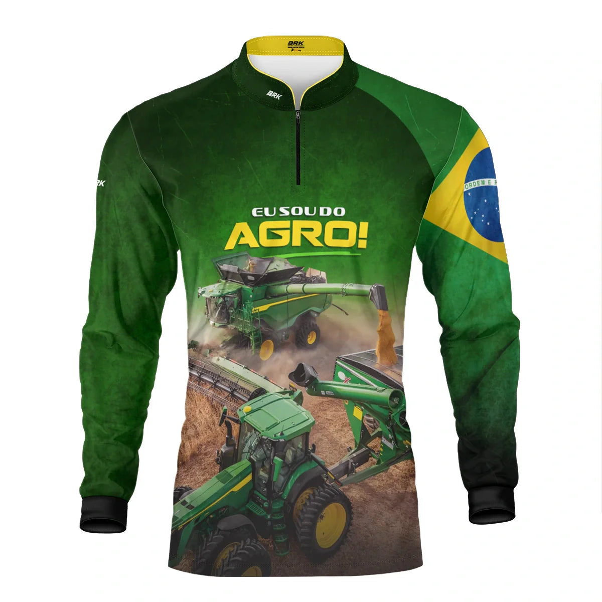 Camisa UV50 Agro Brk Eu sou do Agro Verde Colheitadeira
