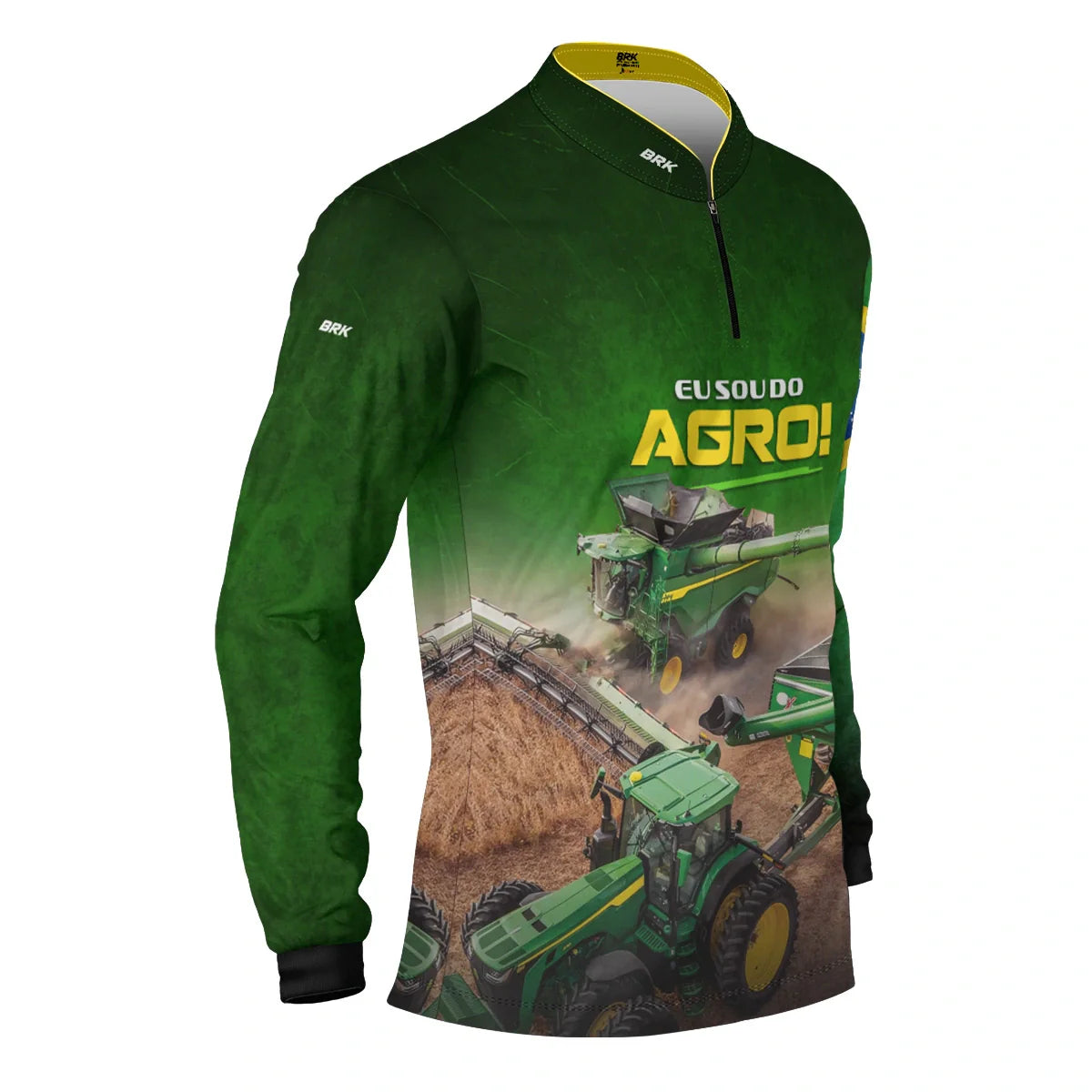 Camisa UV50 Agro Brk Eu sou do Agro Verde Colheitadeira