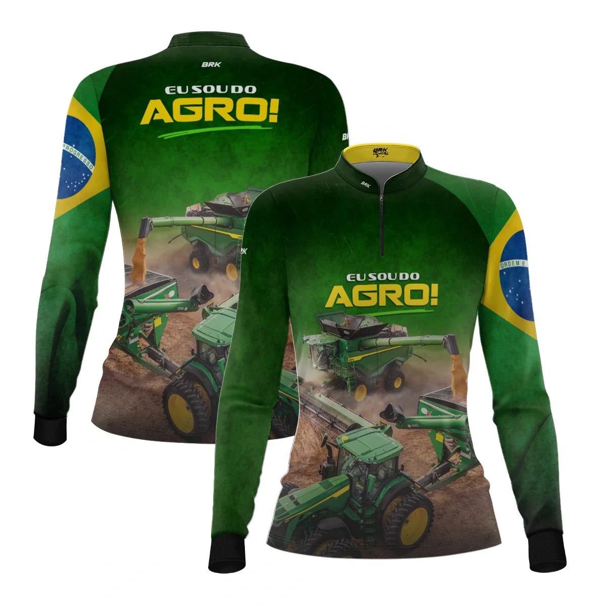 Camisa UV50 Agro Feminina Brk Eu sou do Agro Verde Colheitadeira