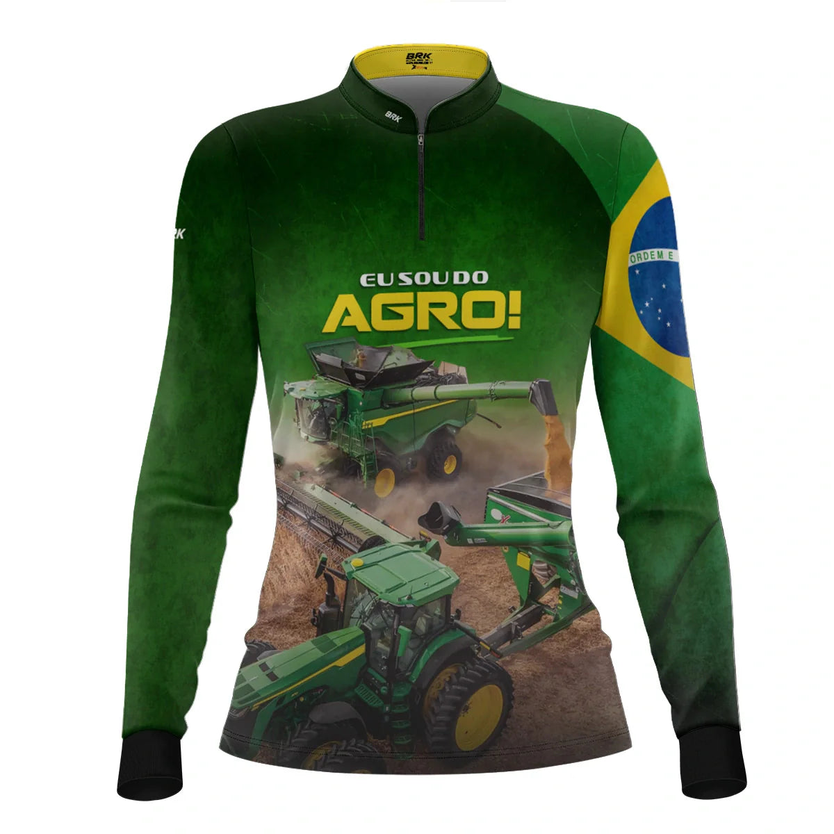 Camisa UV50 Agro Feminina Brk Eu sou do Agro Verde Colheitadeira