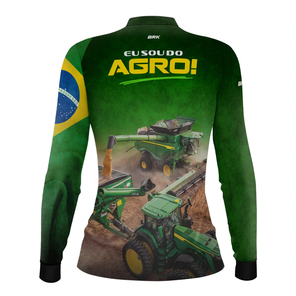 Camisa UV50 Agro Feminina Brk Eu sou do Agro Verde Colheitadeira