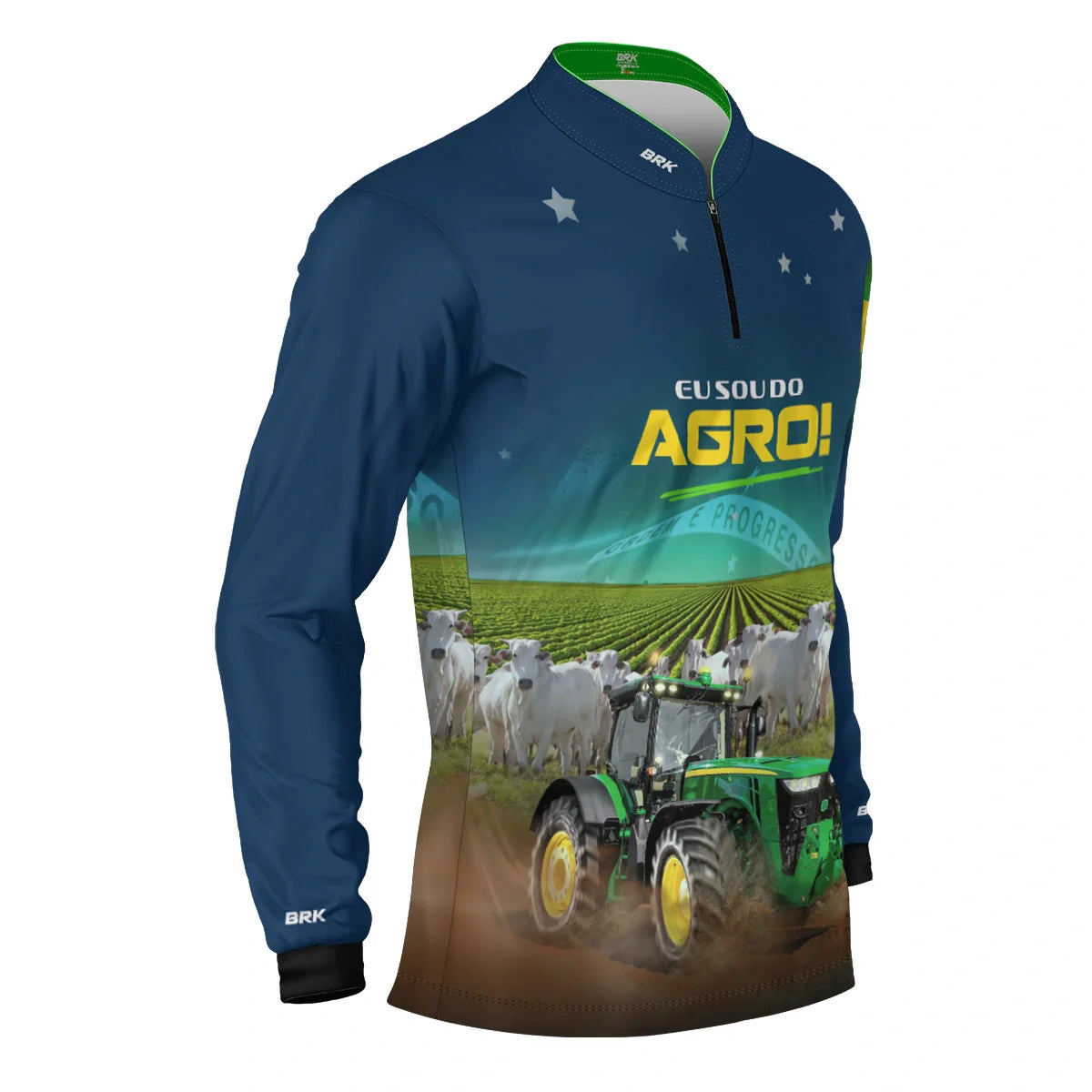 Camisa UV50 Agro Brk Eu sou do Agro Azul Brasil