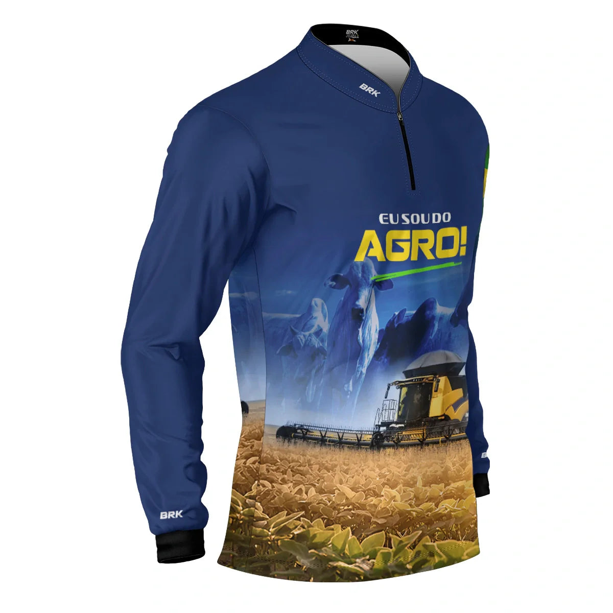 Camisa UV50 Agro Brk Eu sou do Agro Amarela Colheitadeira
