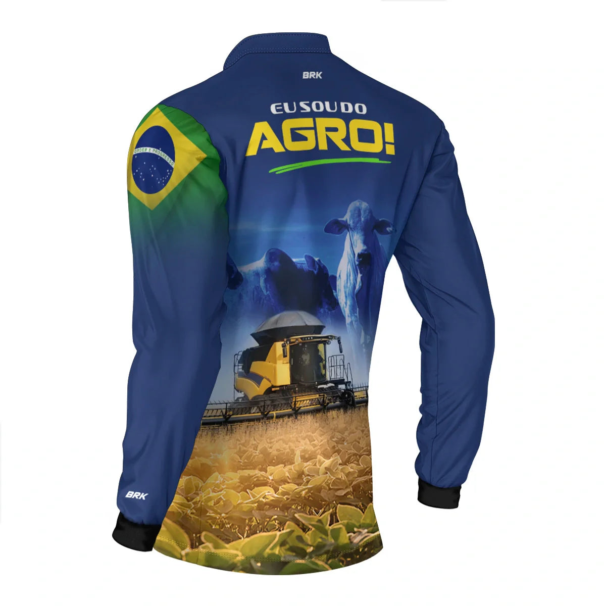 Camisa UV50 Agro Brk Eu sou do Agro Amarela Colheitadeira