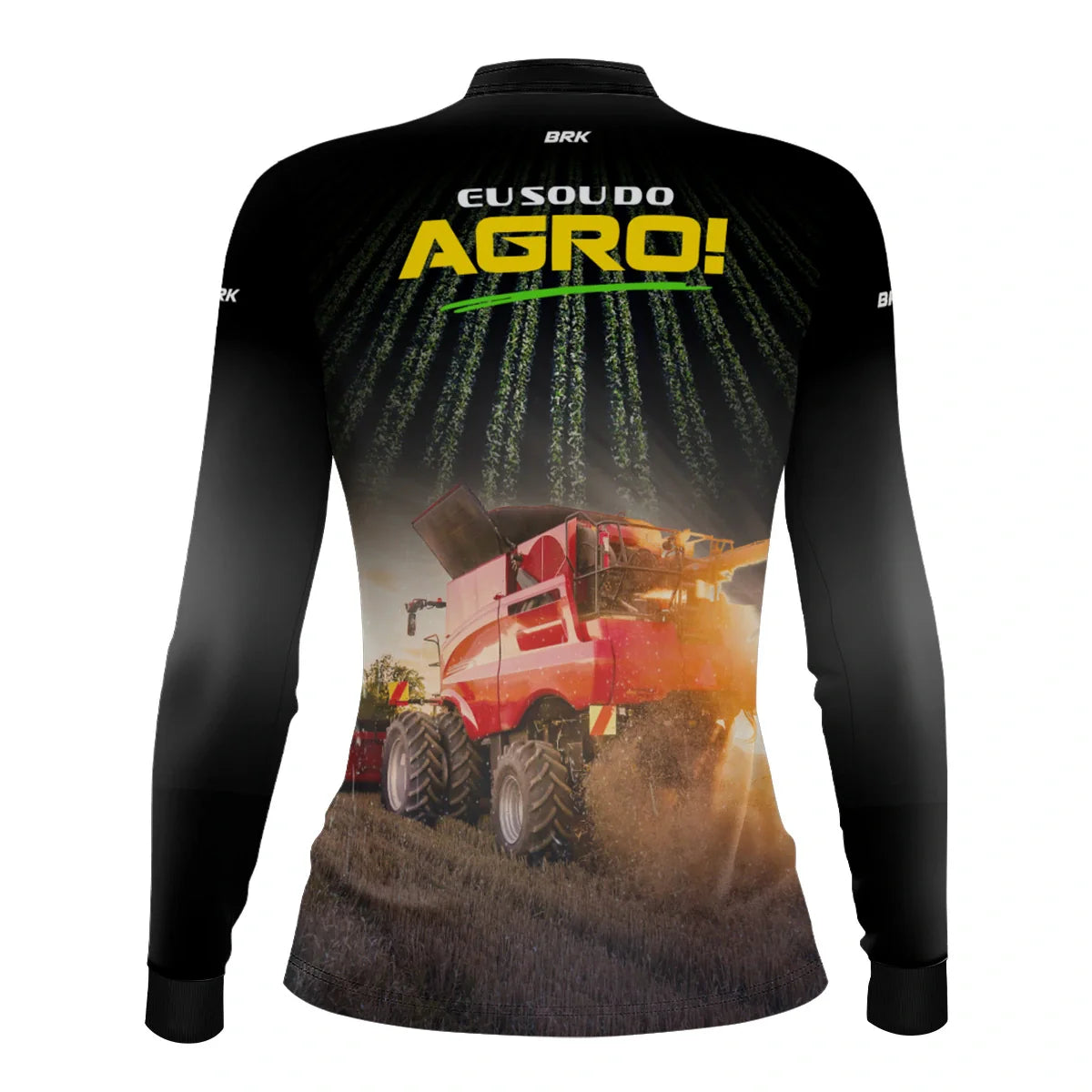 Camisa UV50 Agro Feminina Brk Eu sou do Agro Vermelha Colheitadeira