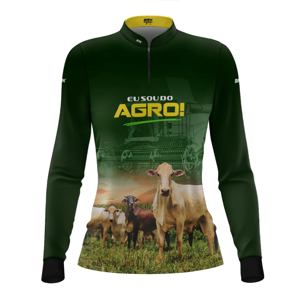 Camisa UV50 Agro Feminina Brk Eu sou do Agro Gados e Colheitadeira