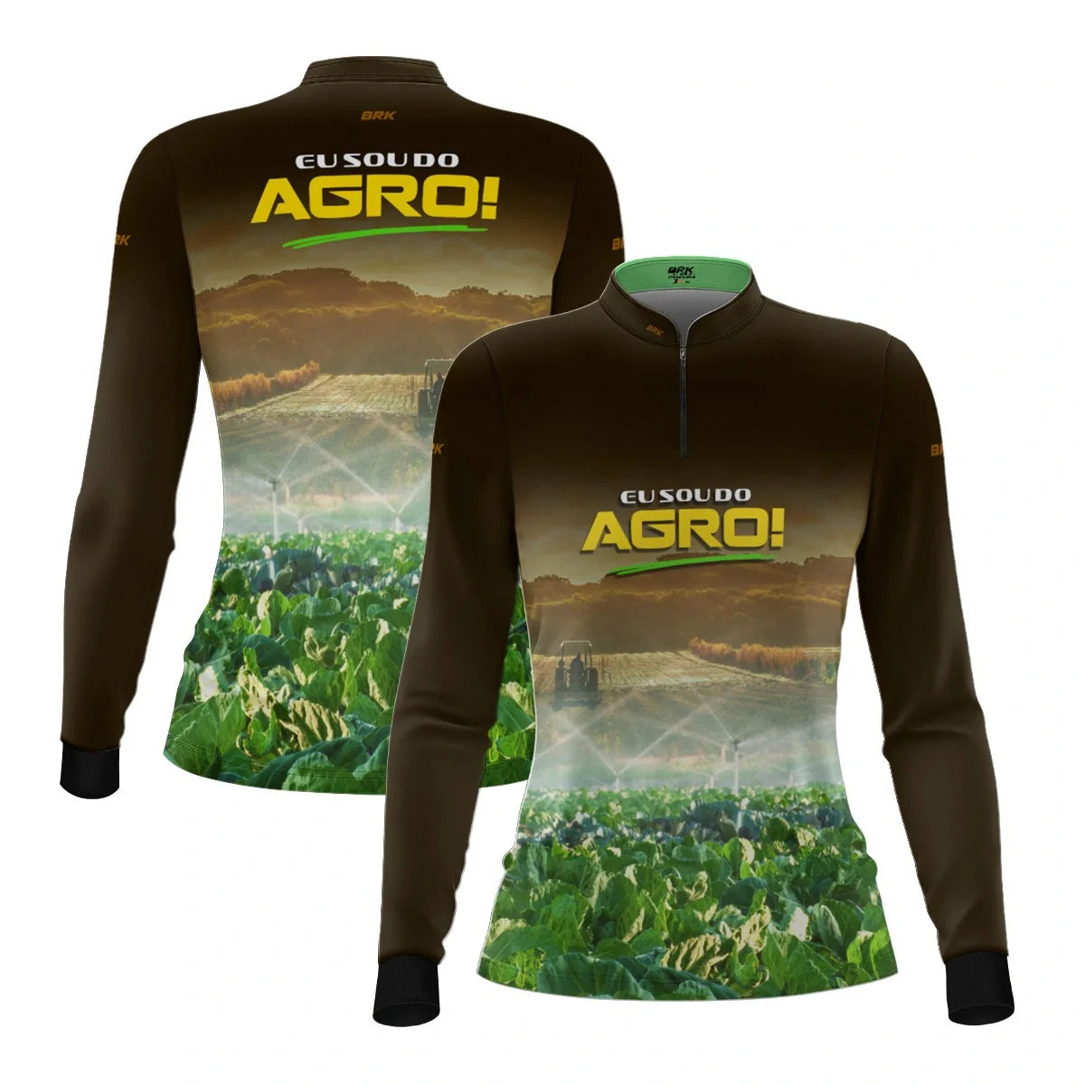 Camisa UV50 Agro Feminina Brk Eu Sou do Agro Irrigação e Aspersão