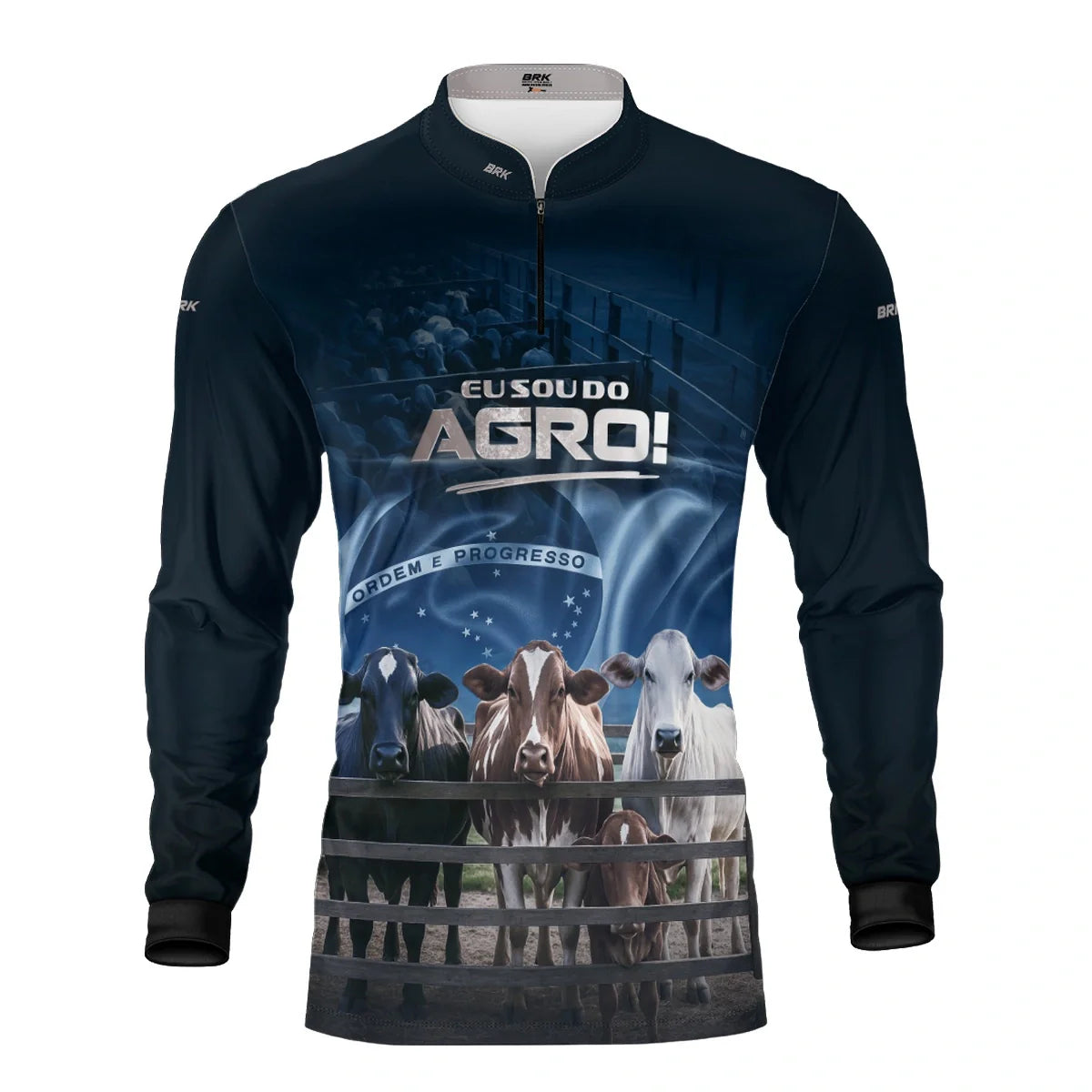 Camisa UV50 Agro Brk Eu Sou do Agro Azul Pecuária Brasil