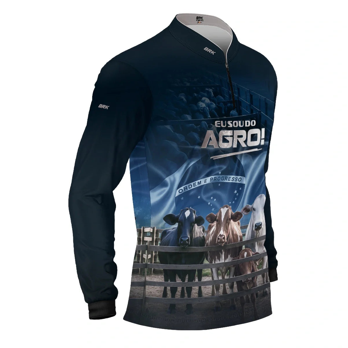 Camisa UV50 Agro Brk Eu Sou do Agro Azul Pecuária Brasil