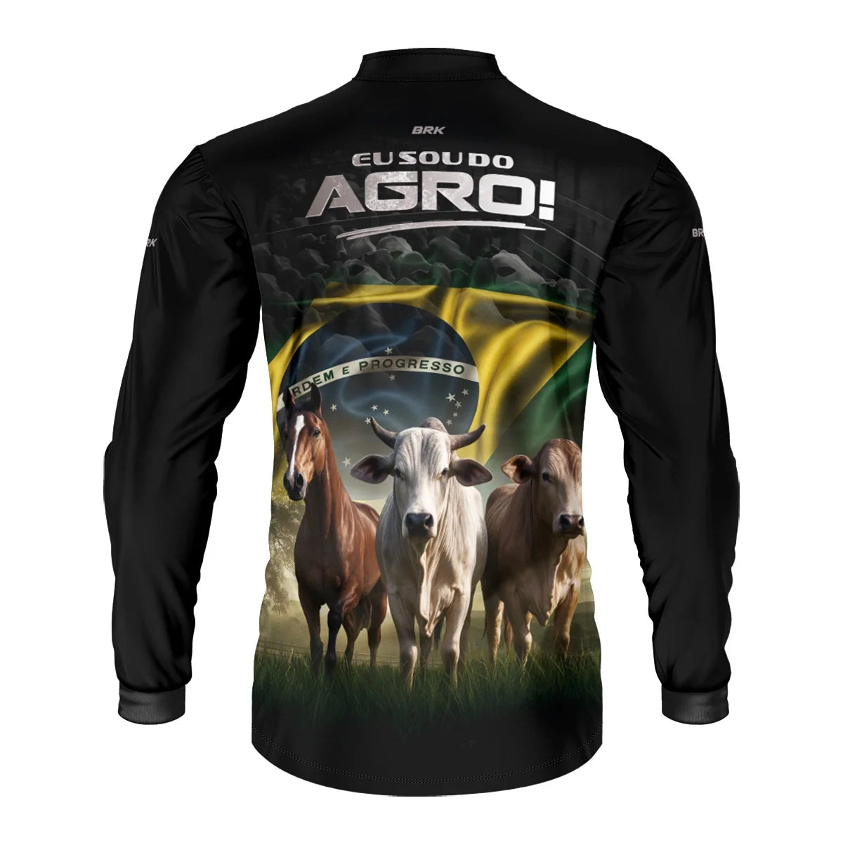 Camisa UV50 Agro Brk Eu Sou do Agro Preta Pecuária Brasil