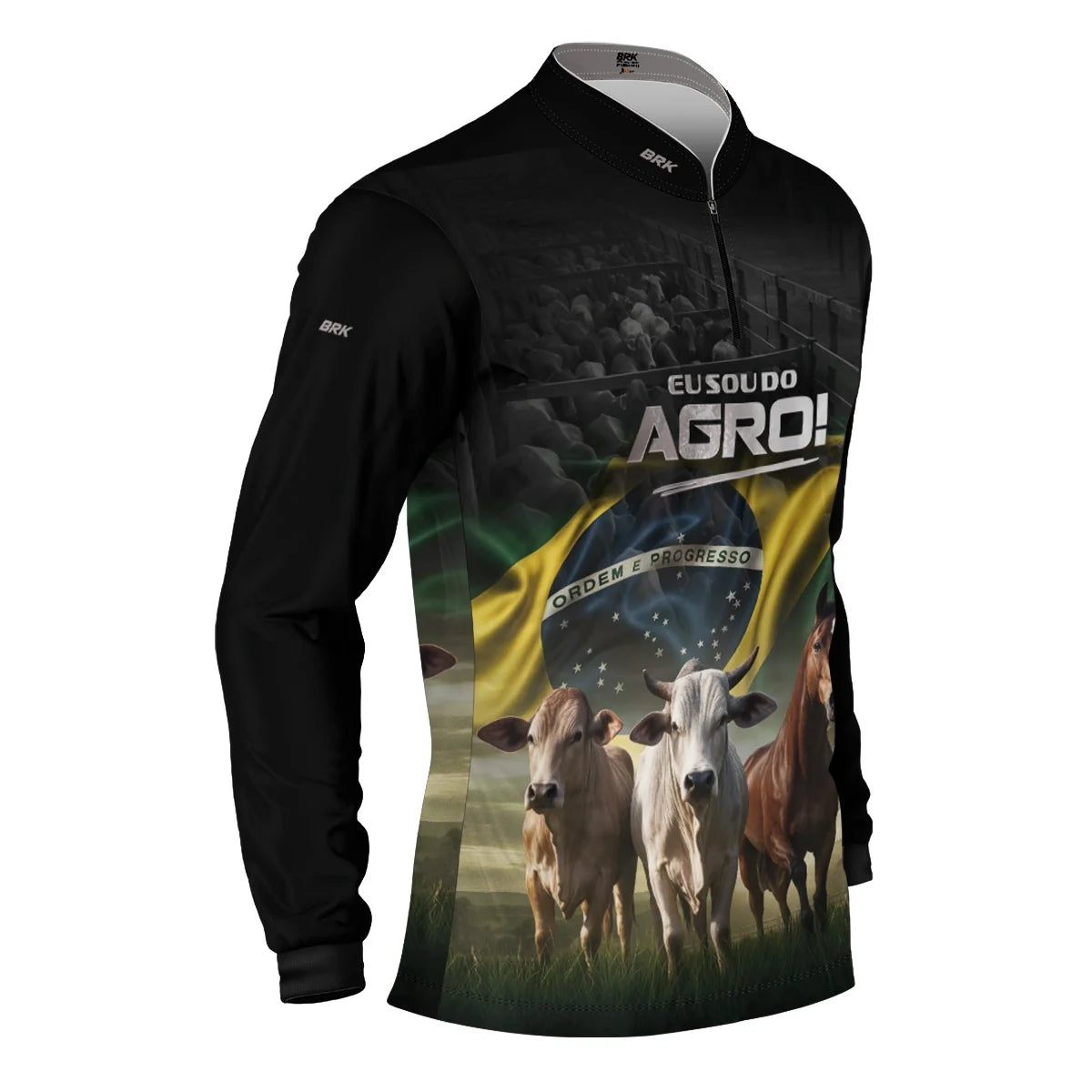 Camisa UV50 Agro Brk Eu Sou do Agro Preta Pecuária Brasil
