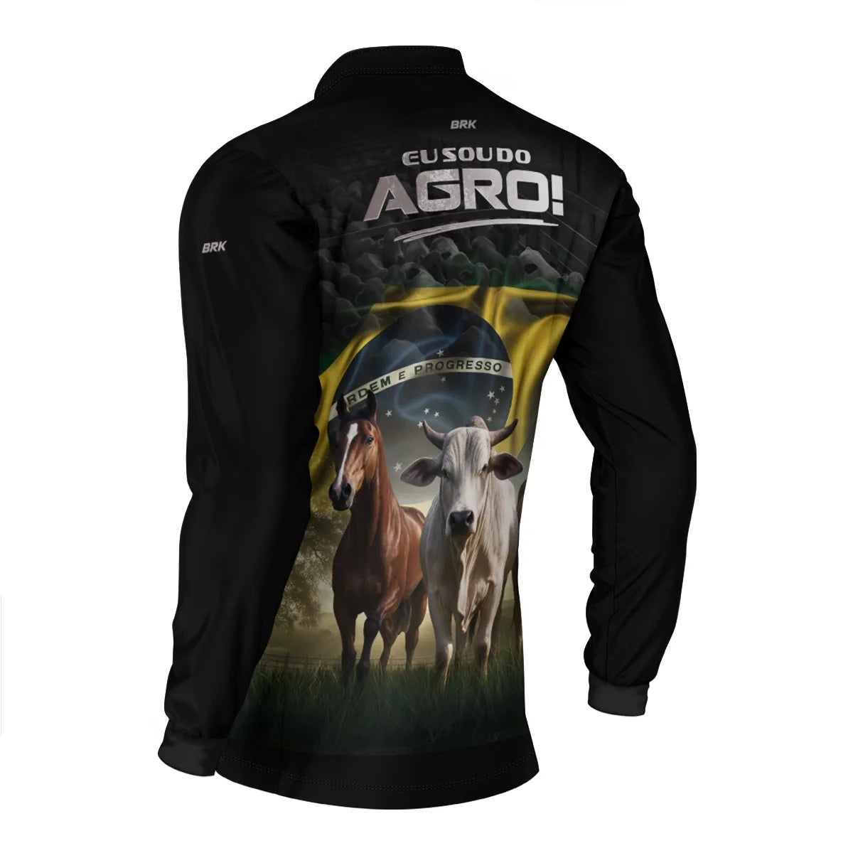 Camisa UV50 Agro Brk Eu Sou do Agro Preta Pecuária Brasil