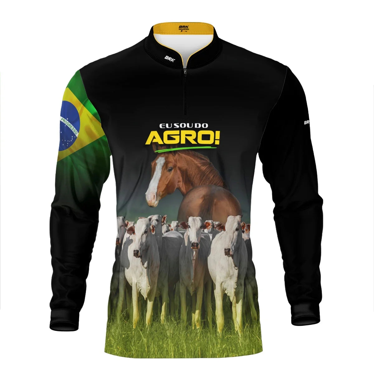 Camisa UV50 Agro Brk Eu Sou do Agro Animais Pecuária Brasil