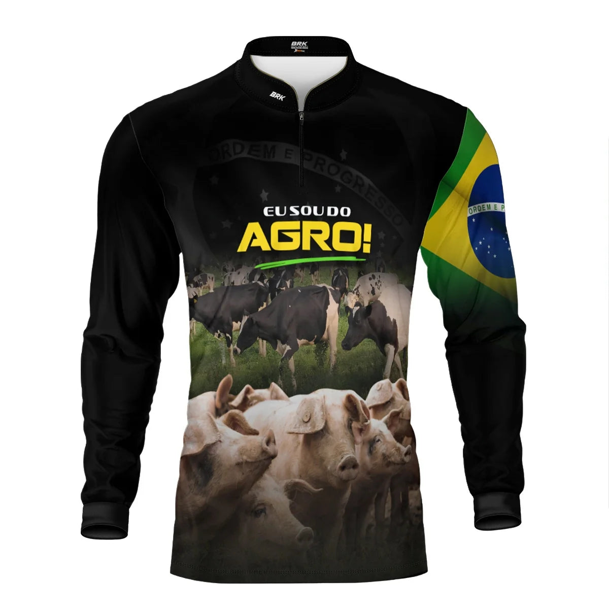 Camisa UV50 Agro Brk Eu Sou do Agro Vacas e Porcos