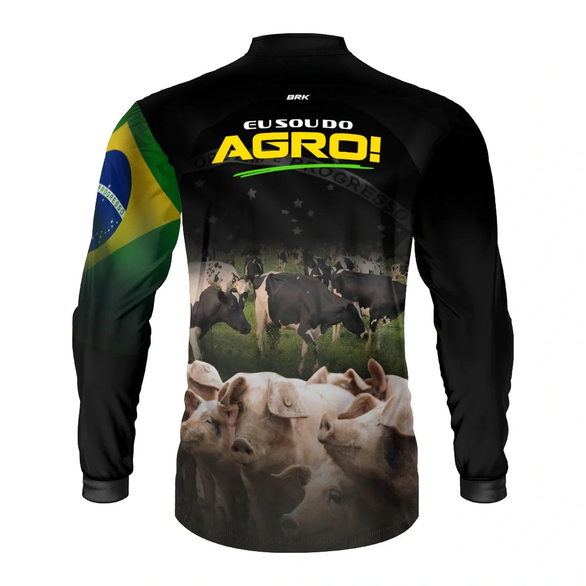 Camisa UV50 Agro Brk Eu Sou do Agro Vacas e Porcos