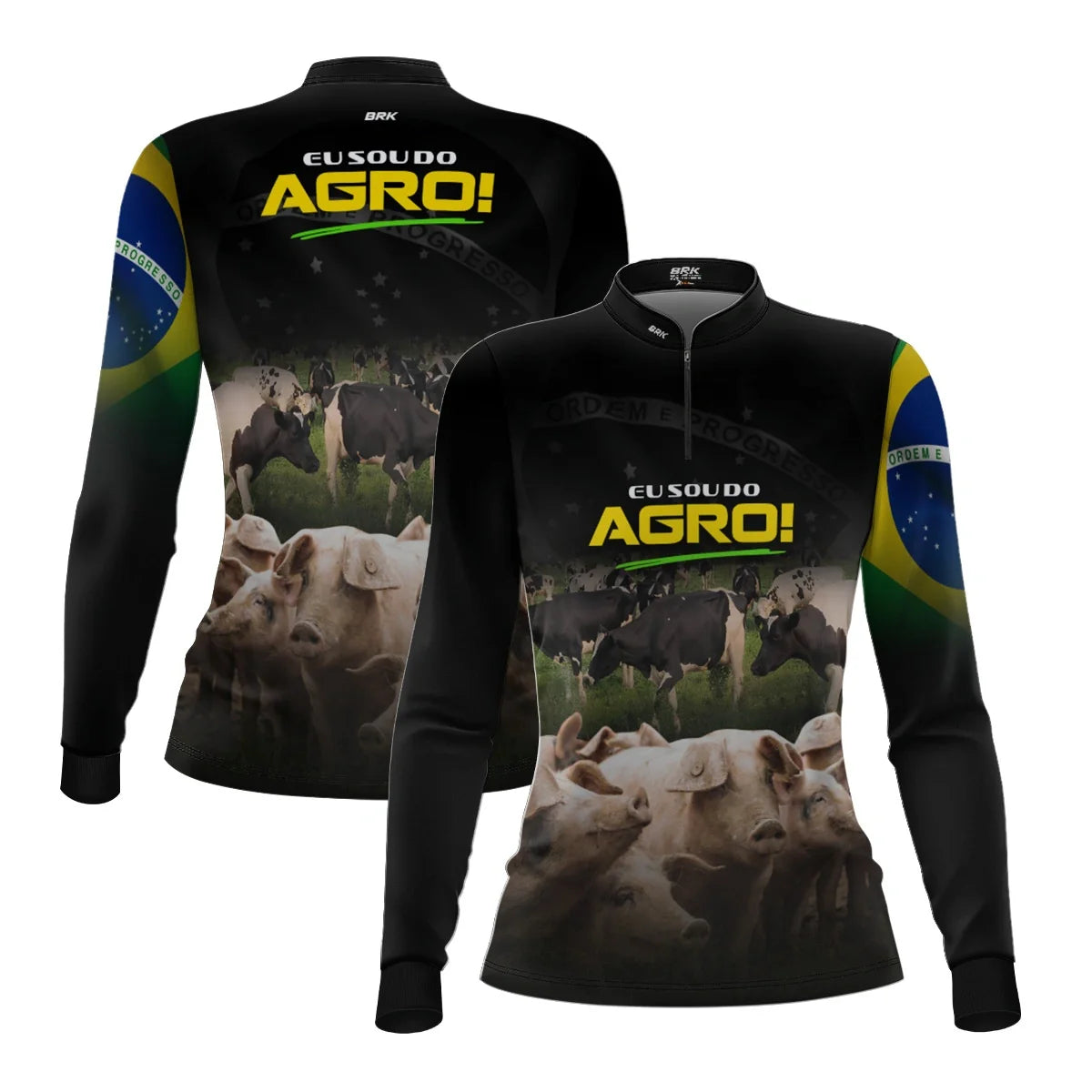Camisa UV50 Agro Feminina Brk Eu Sou do Agro Vacas e Porcos