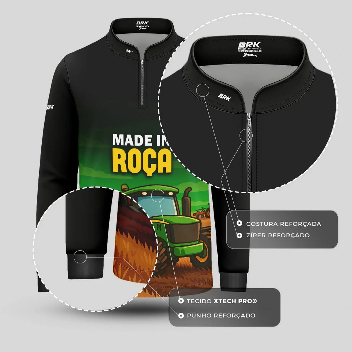 Camisa UV50 Agro Infantil Brk Made in Roça Trator