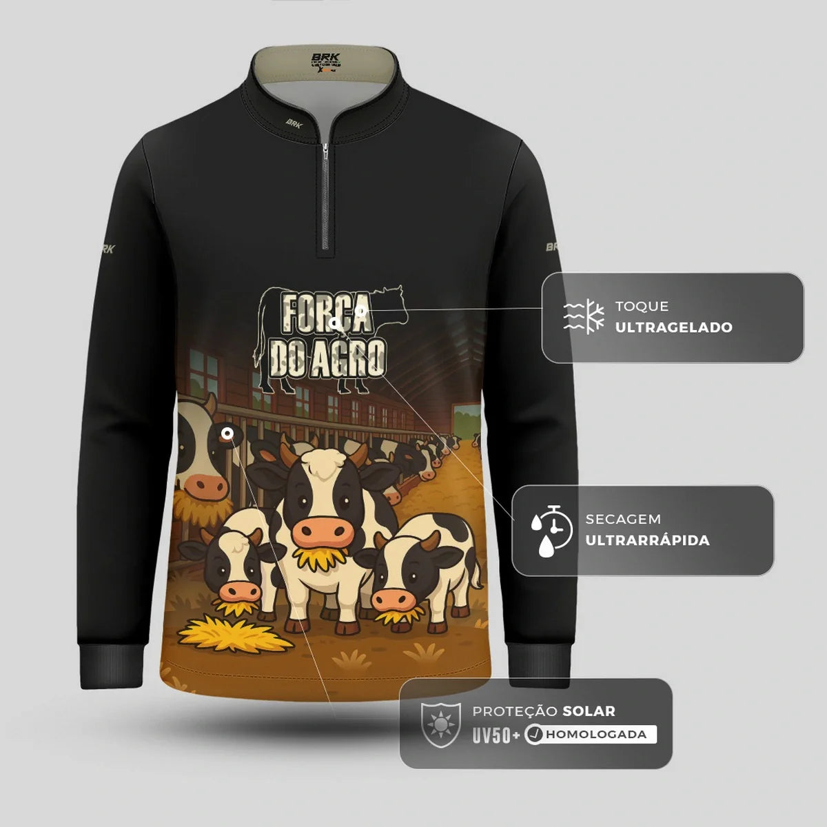 Camisa UV50 Agro Infantil Brk A Força do Agro Vaquinha