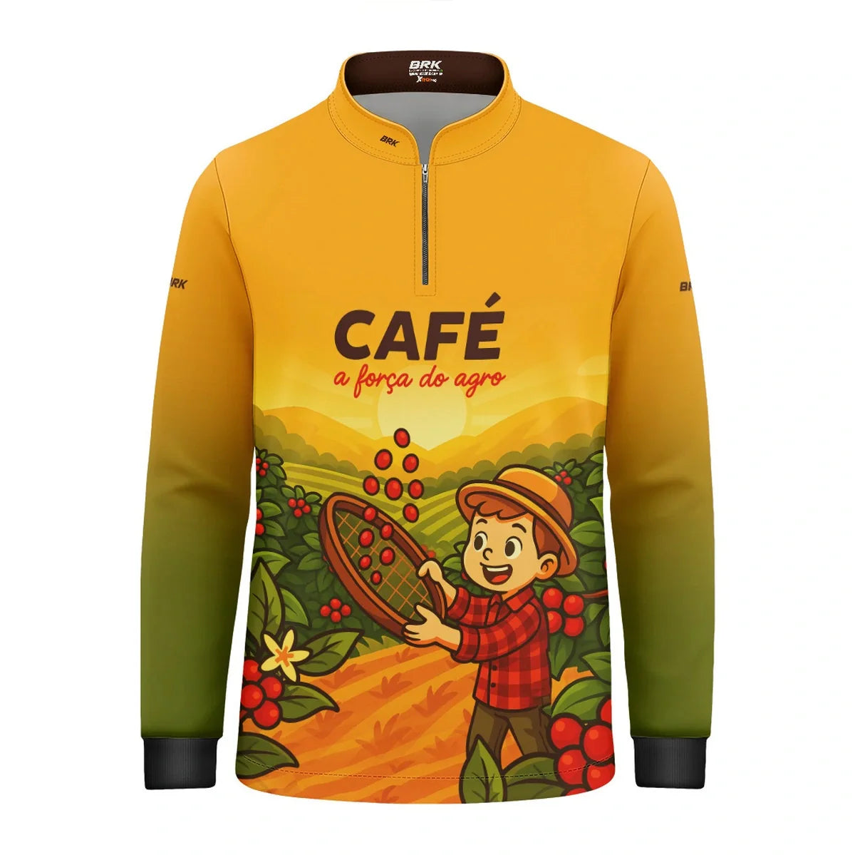 Camisa UV50 Agro Infantil Brk A Força do Agro Café