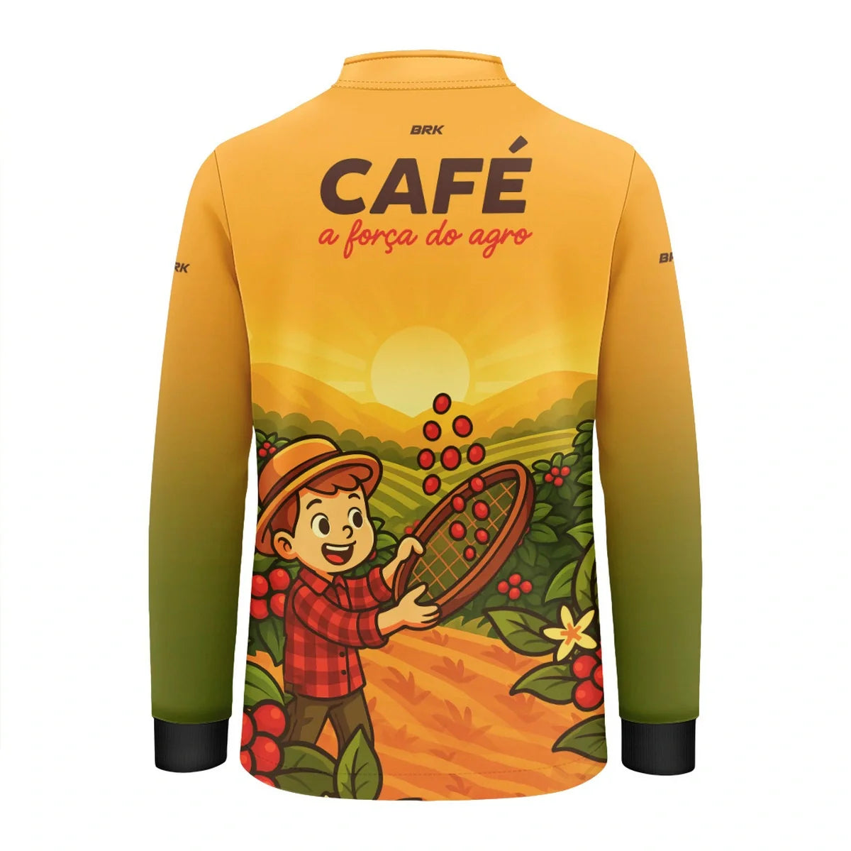 Camisa UV50 Agro Infantil Brk A Força do Agro Café