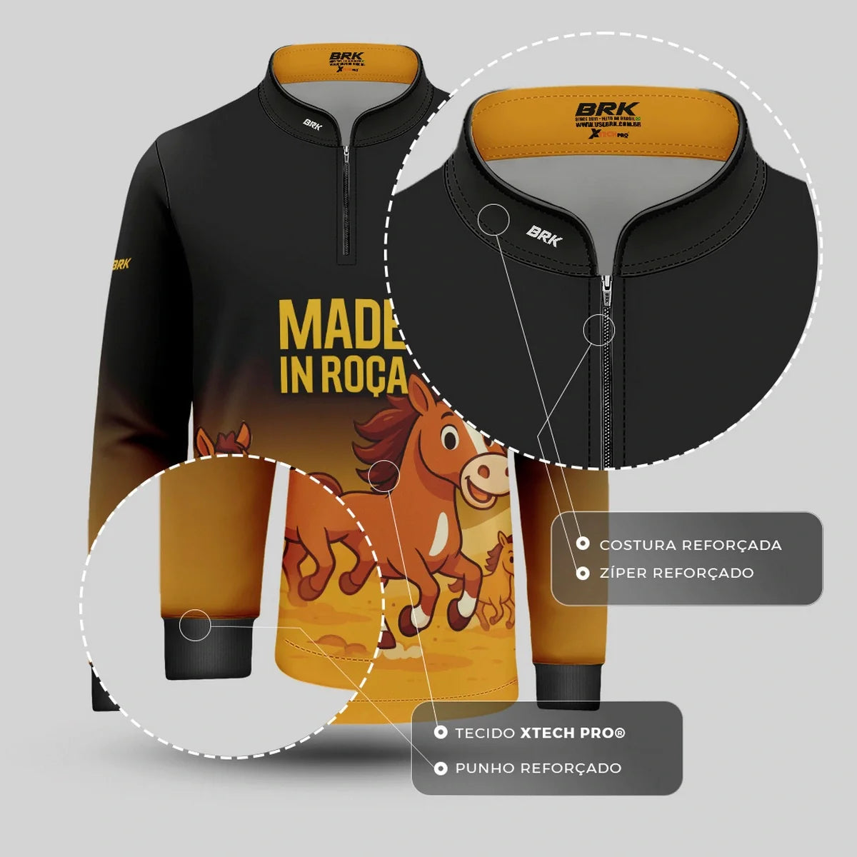 Camisa UV50 Agro Infantil Brk Made in Roça Cavalos