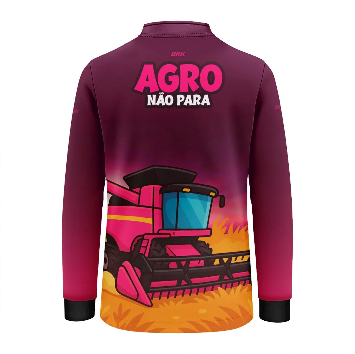 Camisa UV50 Agro Infantil Brk Colheitadeira Rosa Agro Não Para