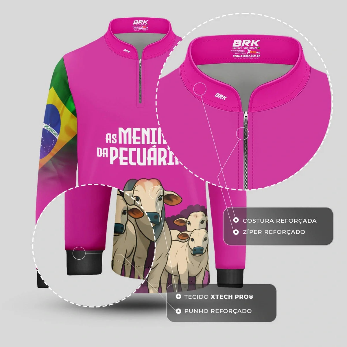 Camisa UV50 Agro Infantil Brk As Menina Da Pecuaria Nelore